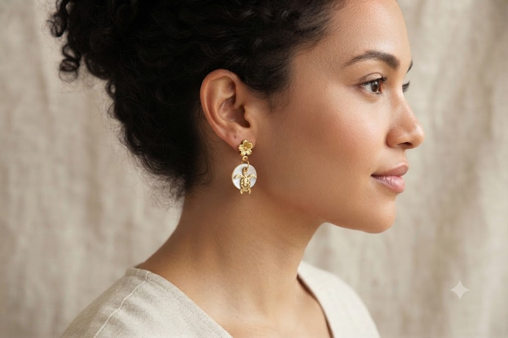 The Sea Turtle & Blossom Drop Earrings