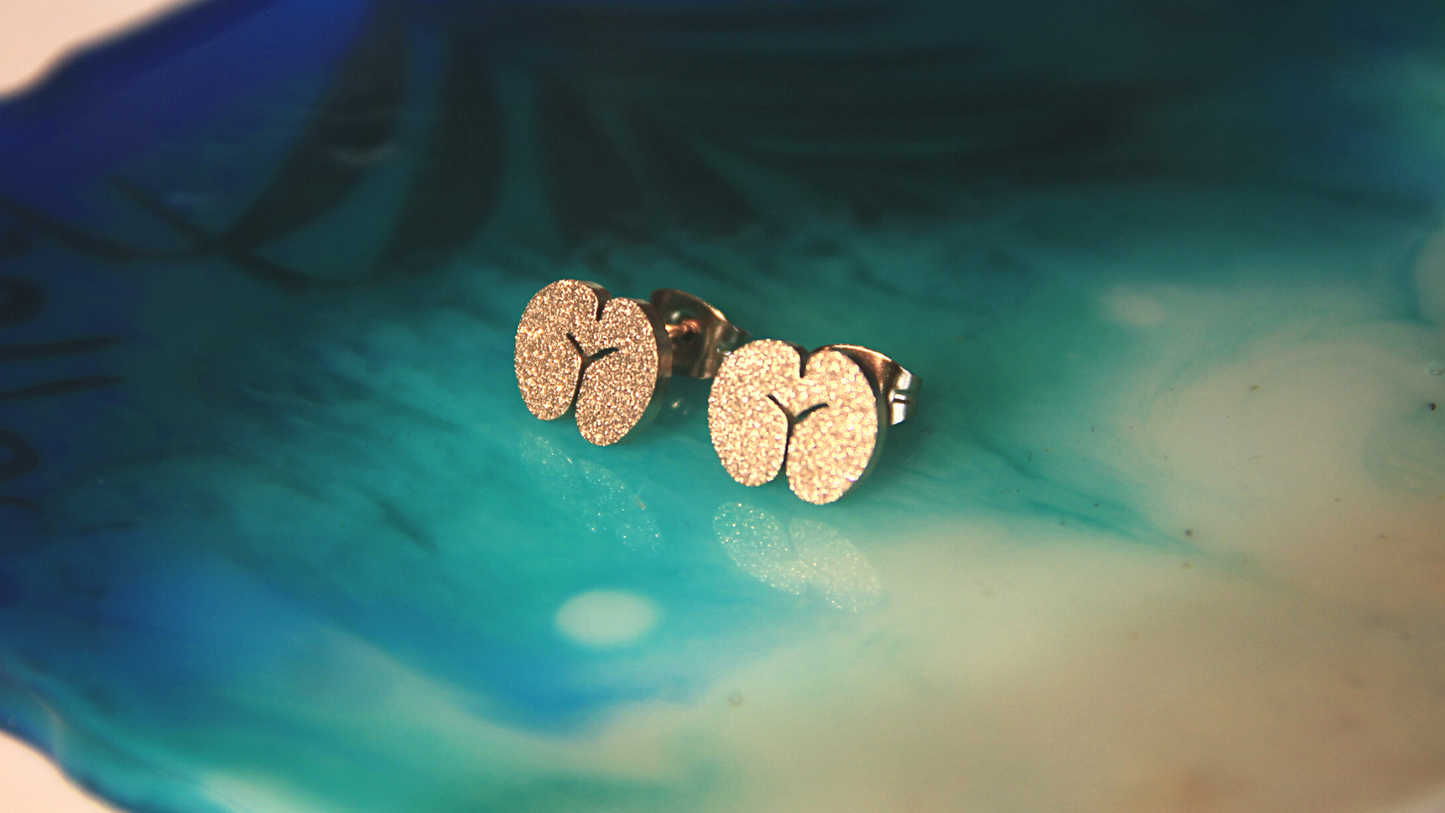 Coco de Mer earring studs (frosted) - "Rose Gold"